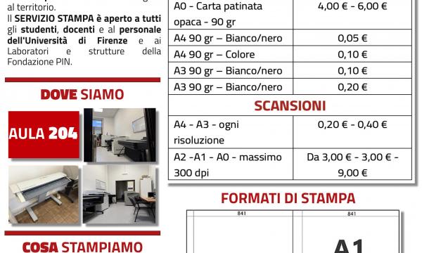 Tariffario STAMPE del Laboratorio di Progettazione e Pianificazione della Città e del Territorio