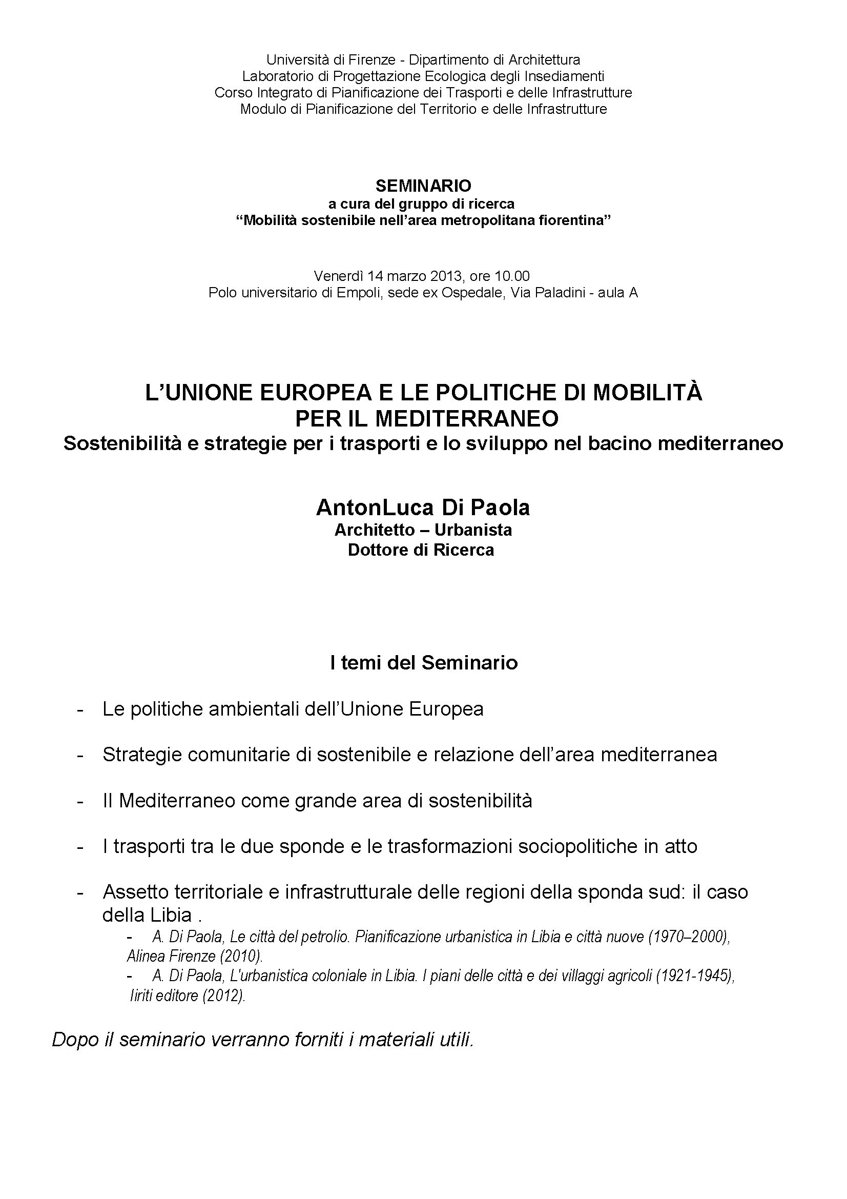 L’unione europea e le politiche di mobilità per il mediterraneo